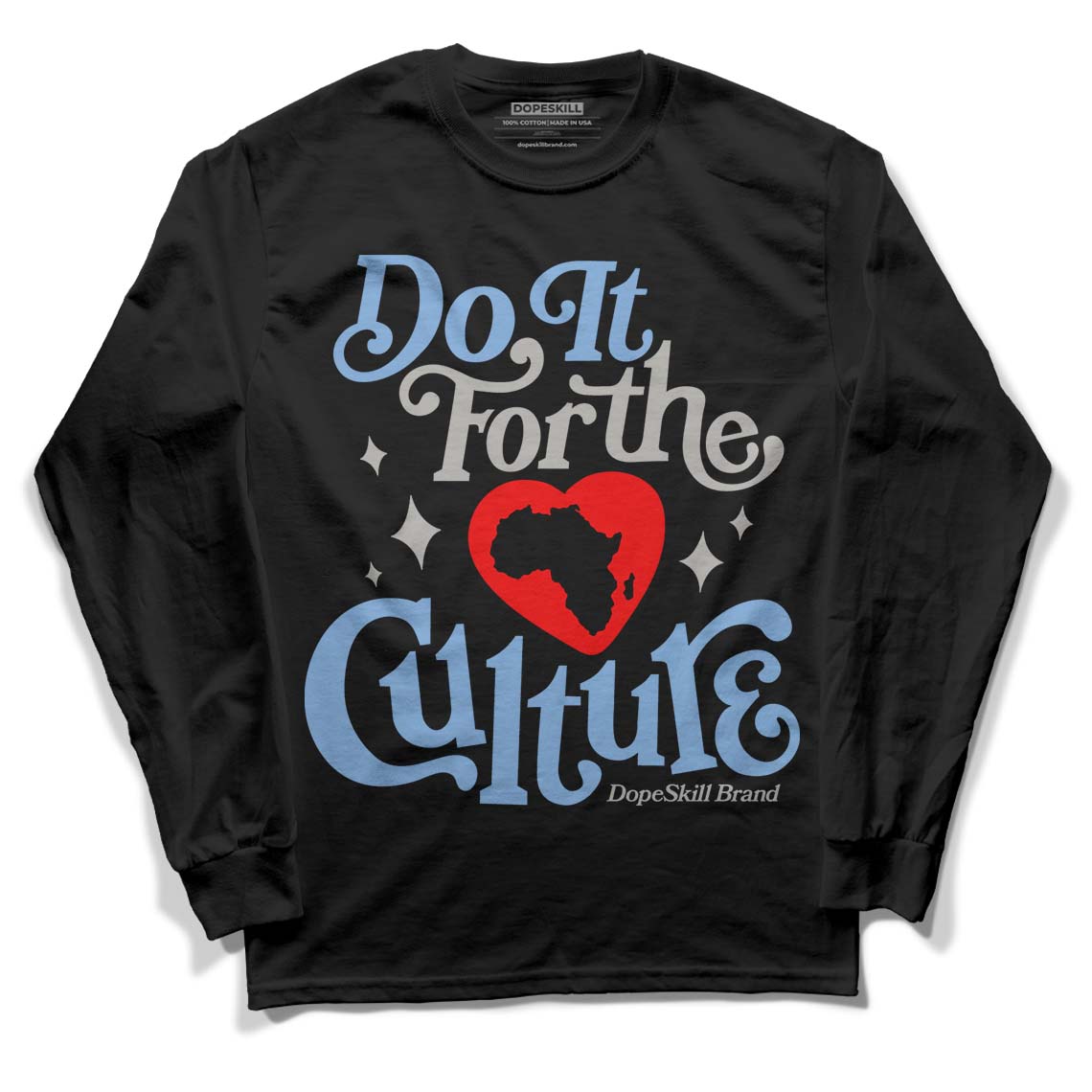 Jordan 5 Retro University Blue DopeSkill Long Sleeve T-Shirt Do It For The Culture Graphic Streetwear - Black