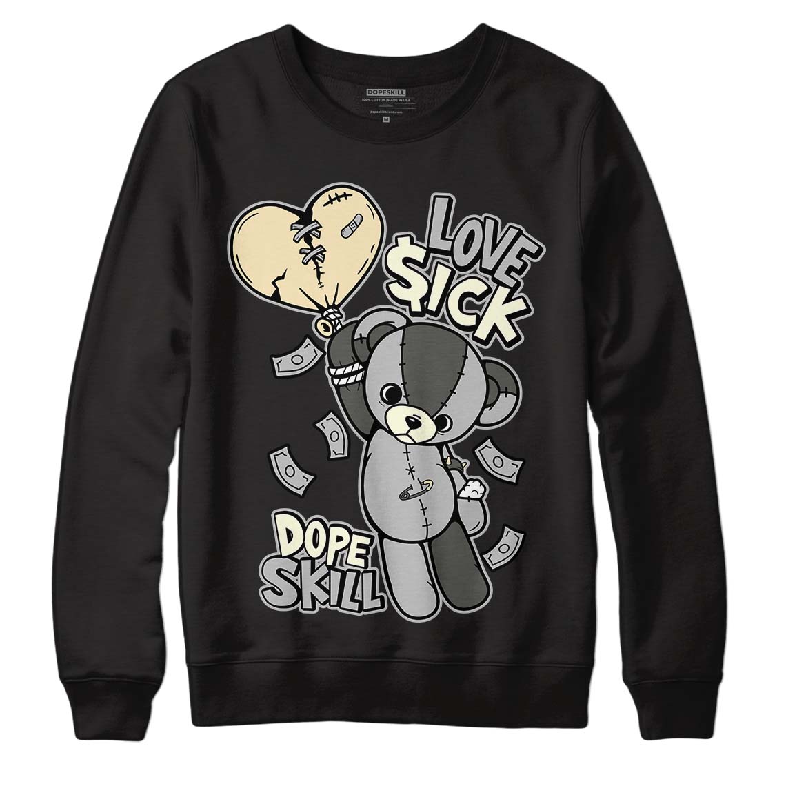 Jordan 4 Retro SE Craft Photon Dust DopeSkill Sweatshirt Love Sick Graphic Streetwear  - Black 