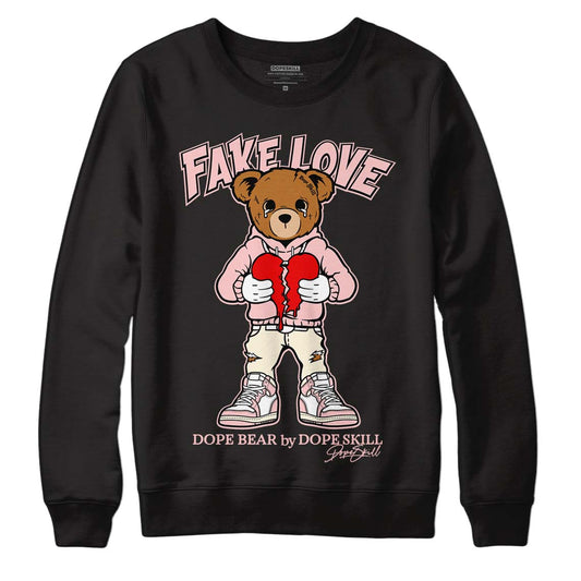 Jordan 1 High OG WMNS Washed Pink DopeSkill Sweatshirt Fake Love Graphic Streetwear - Black