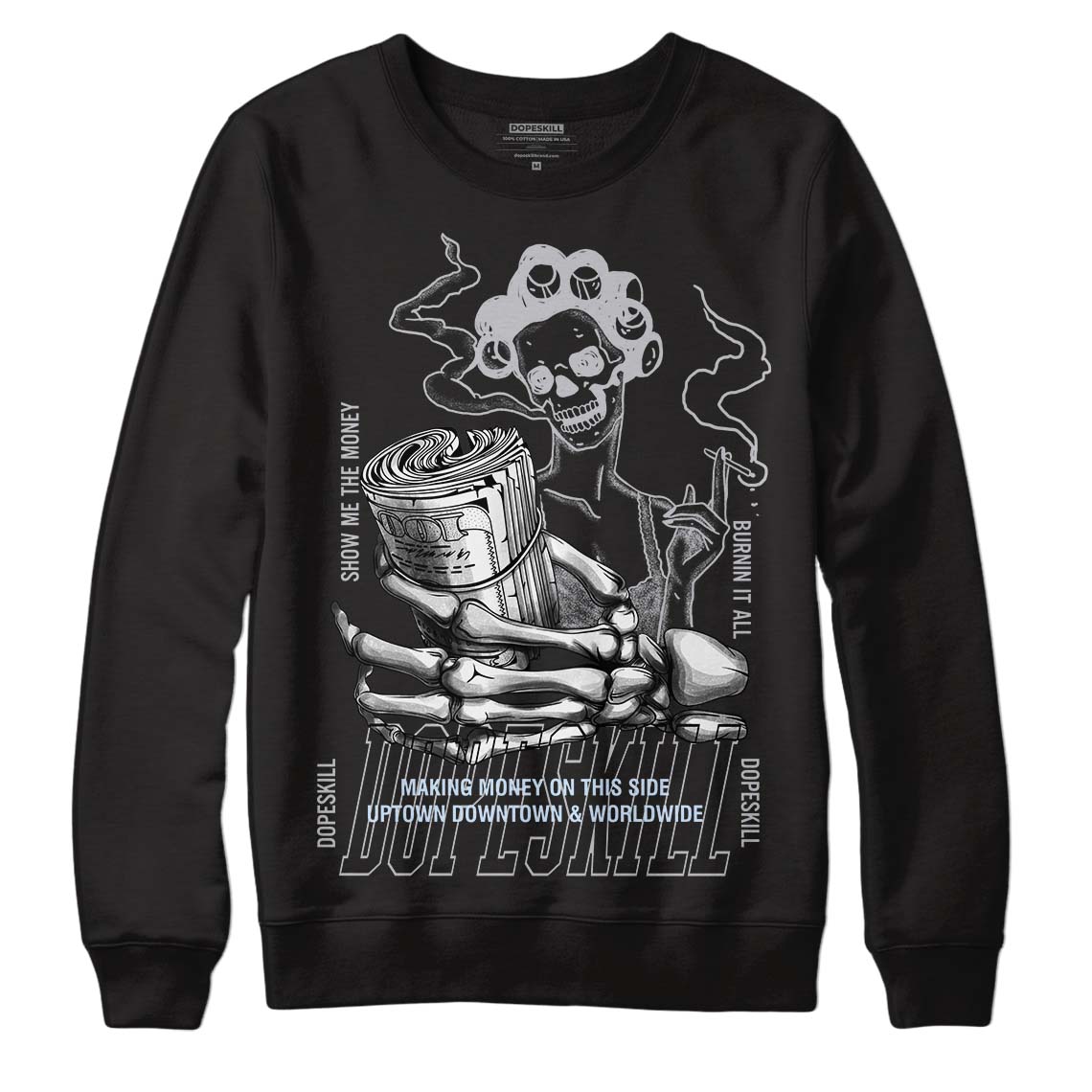 Jordan 11 Retro Low Cement Grey DopeSkill Sweatshirt Show Me The Money Graphic Streetwear - Black