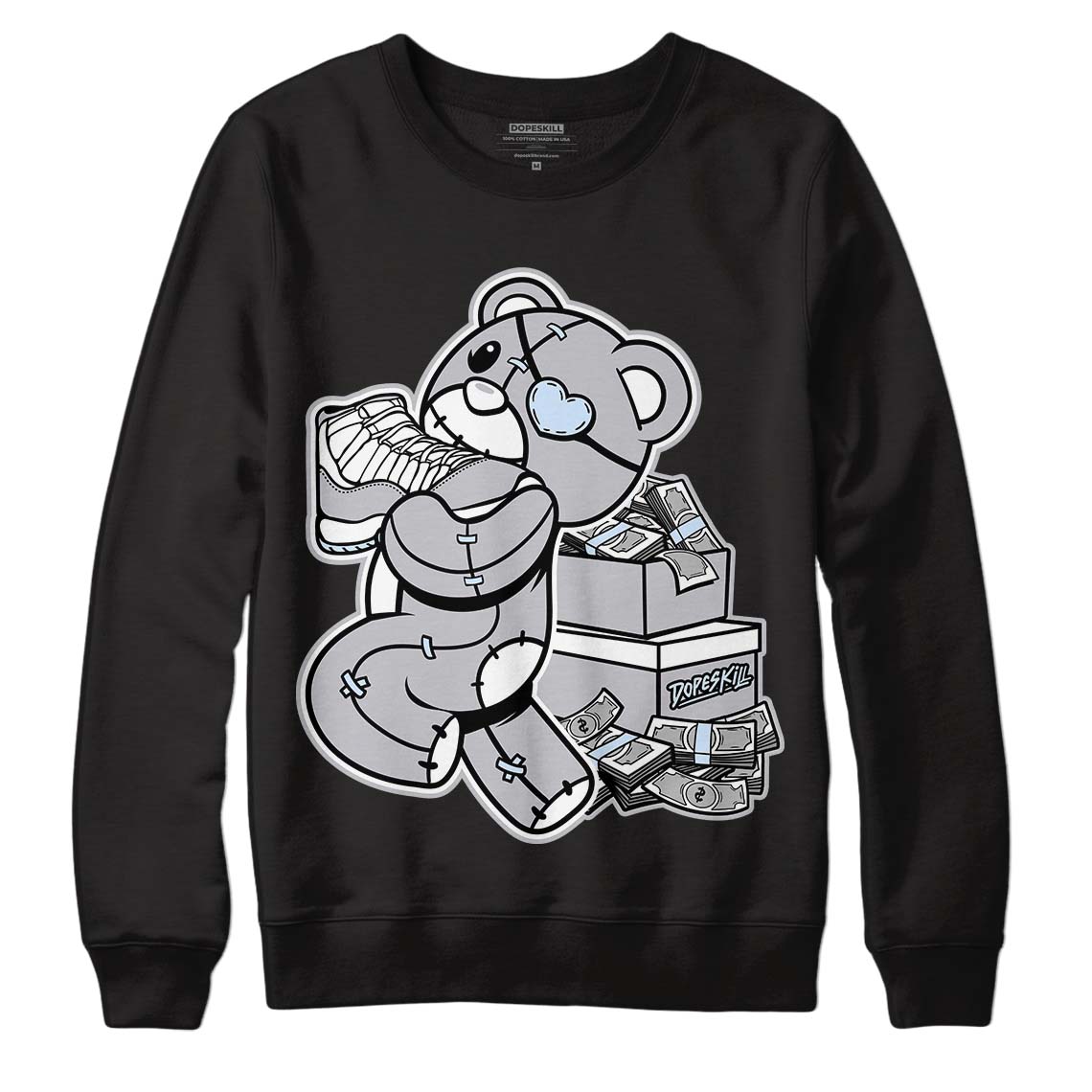 Jordan 11 Retro Low Cement Grey DopeSkill Sweatshirt Bear Steals Sneaker Graphic Streetwear - Black