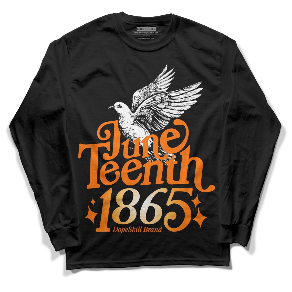 Wmns Dunk Low 'Magma Orange DopeSkill Long Sleeve T-Shirt Juneteenth 1865 Graphic Streetwear - Black