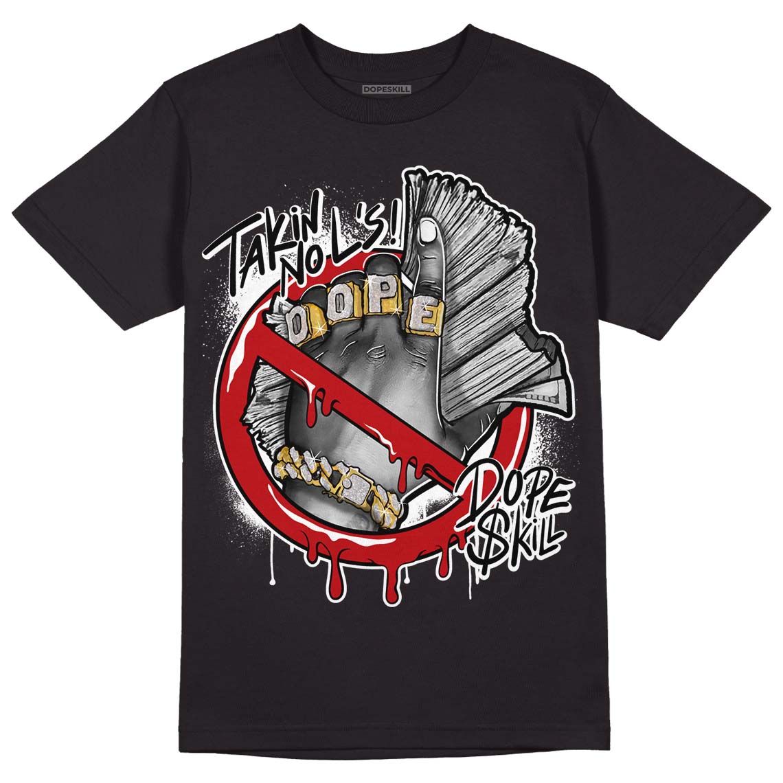 Playoffs 13s DopeSkill T-Shirt Takin No L's Graphic - Black