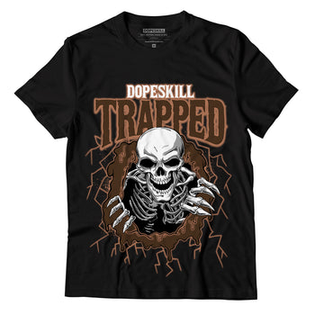 Jordan 1 Mid Dark Chocolate DopeSkill T-Shirt Trapped Halloween Graphic - Black 