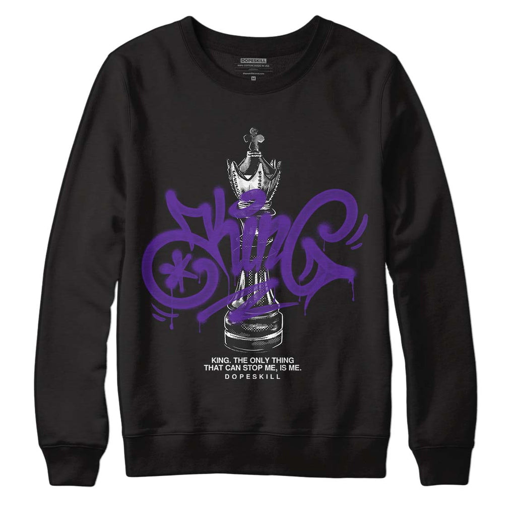 Jordan 13 Court Purple DopeSkill Sweatshirt King Chess Graphic Streetwear - Black