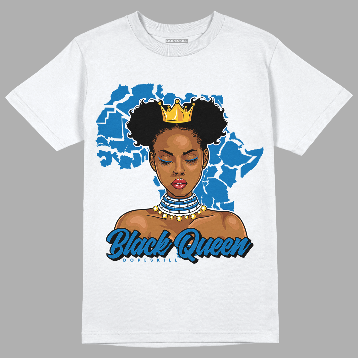 Jordan 1 Dark Marina Blue DopeSkill T-Shirt Black Queen Graphic - White 