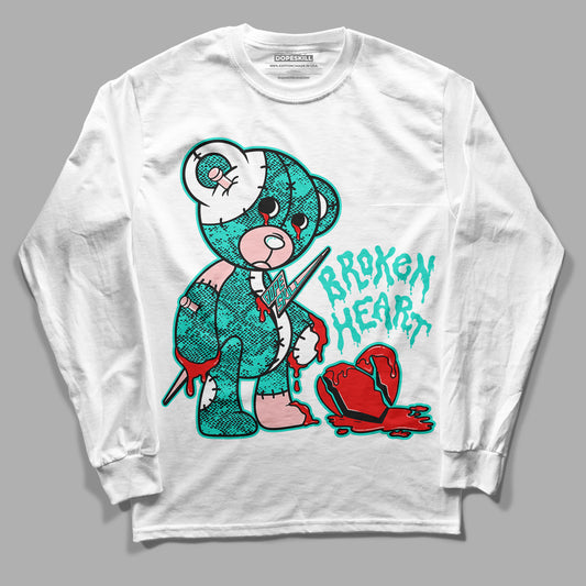 Green Snakeskin Dunk Low DopeSkill Long Sleeve T-Shirt Broken Heart Graphic - White