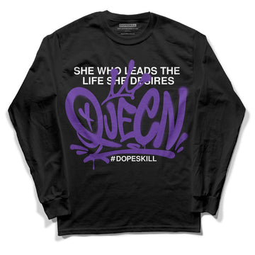 Court Purple 13s DopeSkill Long Sleeve T-Shirt Queen Graphic - Black 