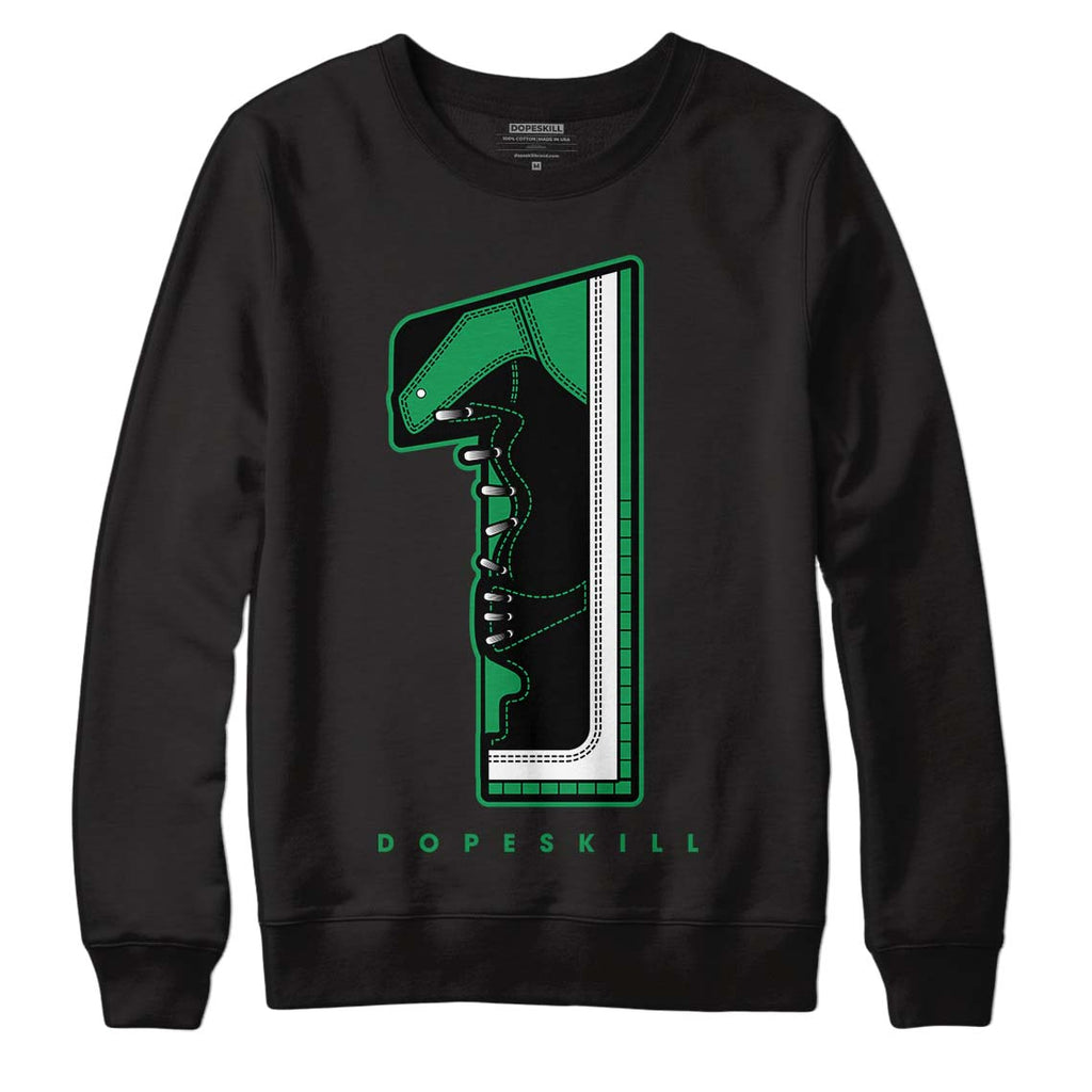 Jordan 1 Low Lucky Green DopeSkill Sweatshirt No.1 Graphic Streetwear - Black