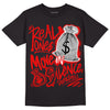 Cherry 11s DopeSkill T-Shirt Real Ones Move In Silence Graphic - Black
