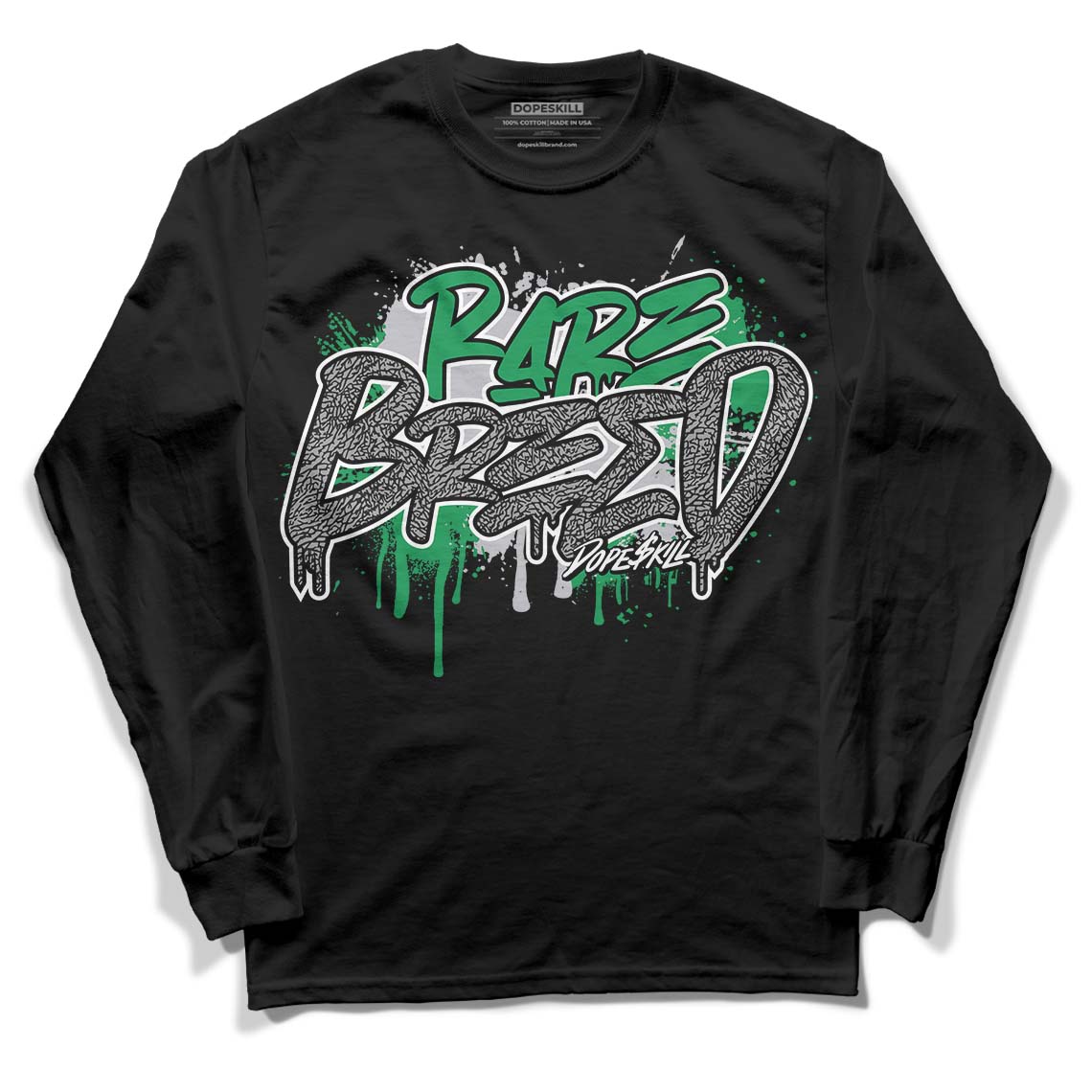 Jordan 3 WMNS “Lucky Green” DopeSkill Long Sleeve T-Shirt Rare Breed Graphic Streetwear - Black