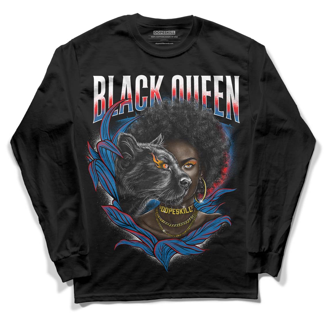 Messy Room 4S DopeSkill Long Sleeve T-Shirt New Black Queen Graphic - Black 