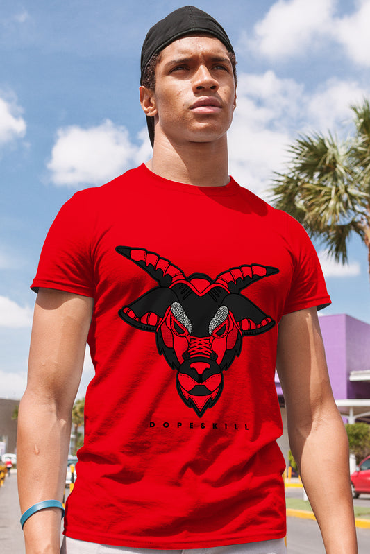 AJ 4 Red Thunder DopeSkill Red T-shirt Sneaker Goat Graphic