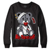 Fire Red 9s DopeSkill Sweatshirt Hurt Bear Graphic - Black 