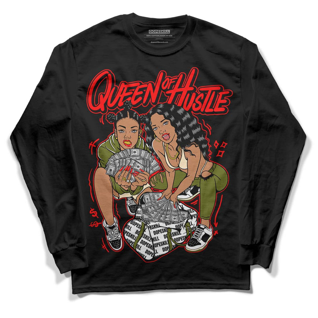 Travis Scott x Jordan 1 Low OG “Olive” DopeSkill Long Sleeve T-Shirt Queen Of Hustle Graphic Streetwear - Black