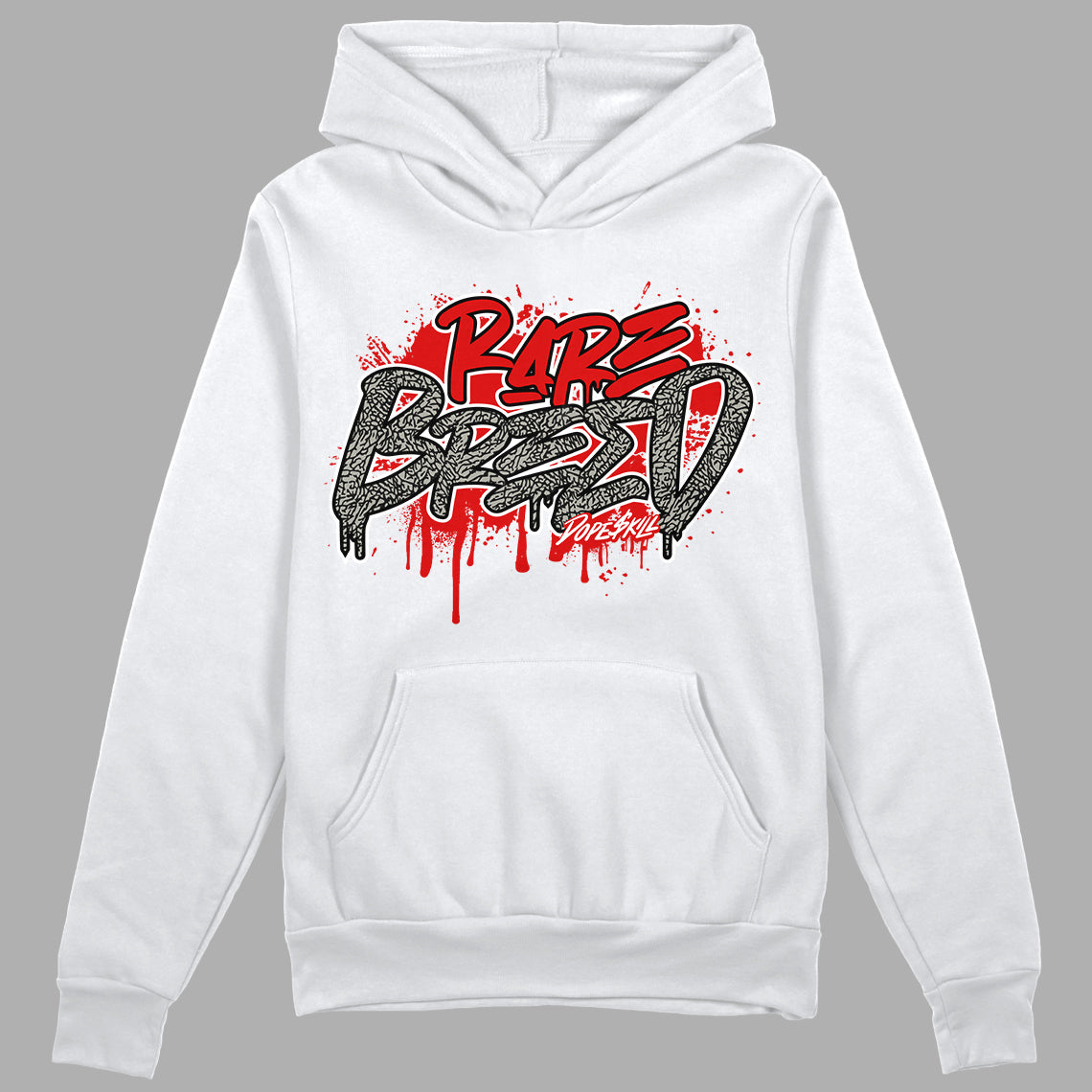 Fire Red 3s DopeSkill Hoodie Rare Breed Graphic - White