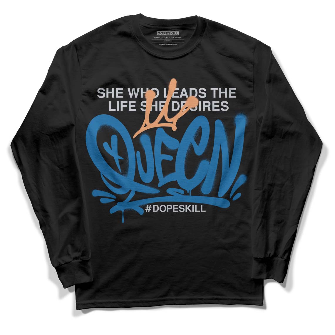 Jordan 3 Retro Wizards DopeSkill Long Sleeve T-Shirt Queen Graphic Streetwear - Black