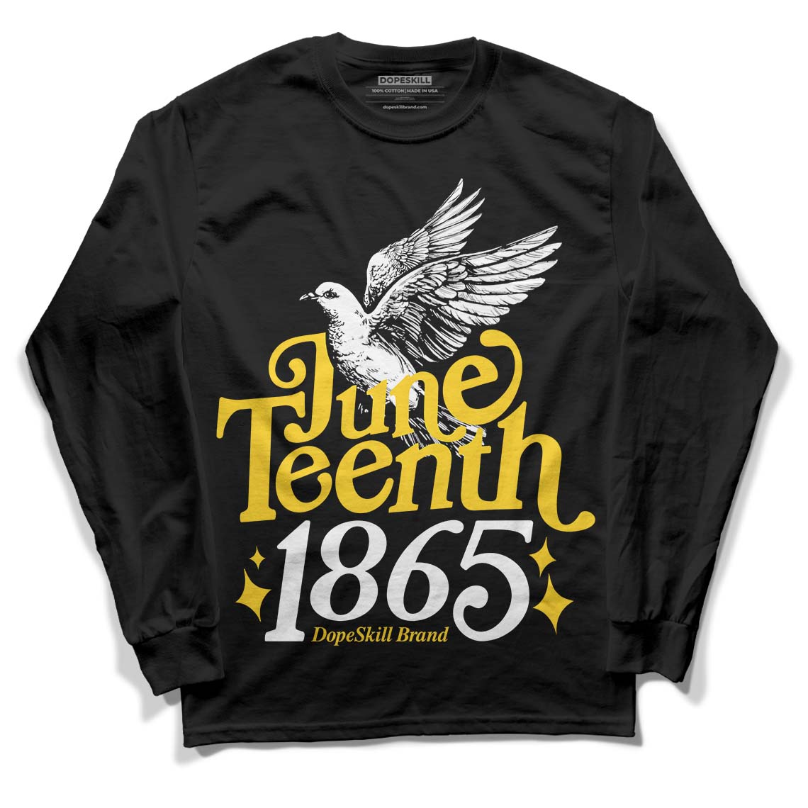 Jordan 4 Lightning DopeSkill Long Sleeve T-Shirt Juneteenth 1865 Graphic Streetwear - Black