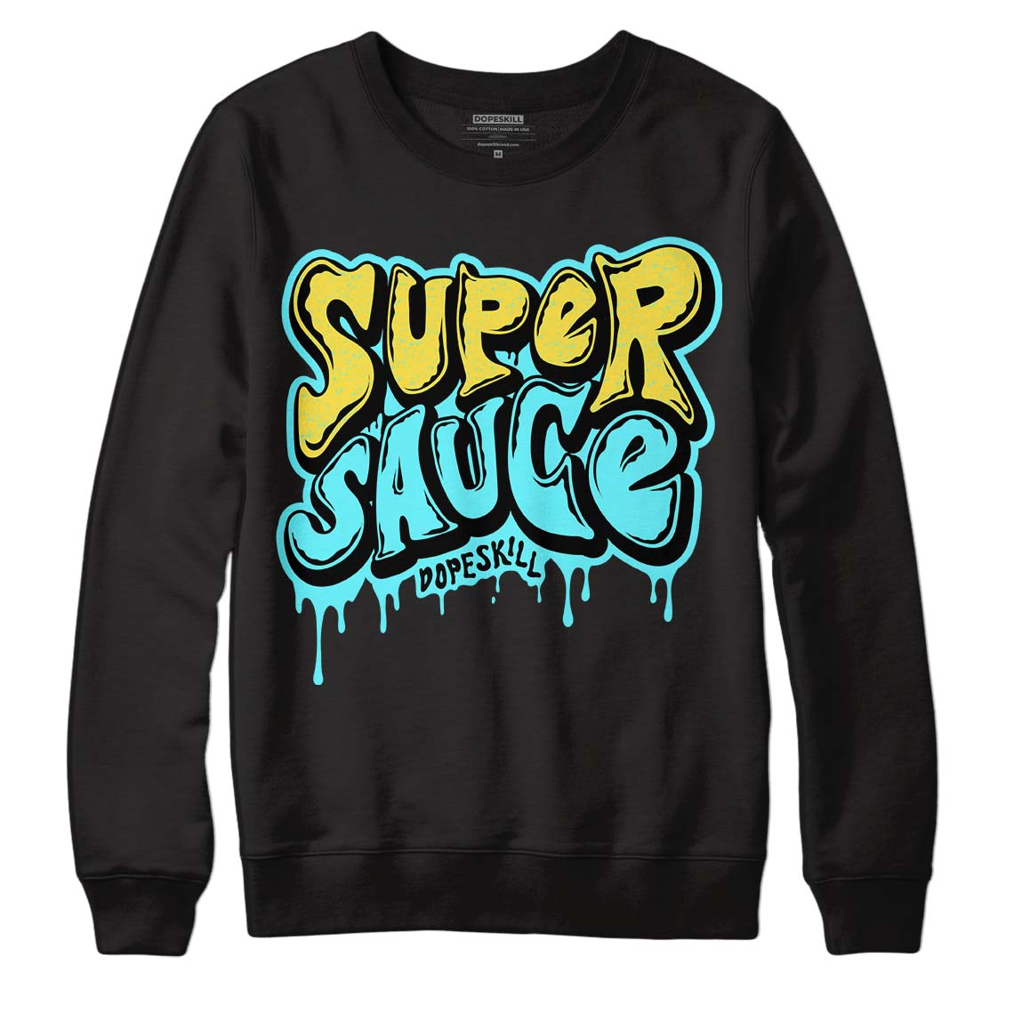 Aqua 5s DopeSkill Sweatshirt Super Sauce Graphic - Black