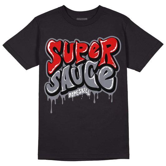 Fire Red 9s DopeSkill T-Shirt Super Sauce Graphic - Black 