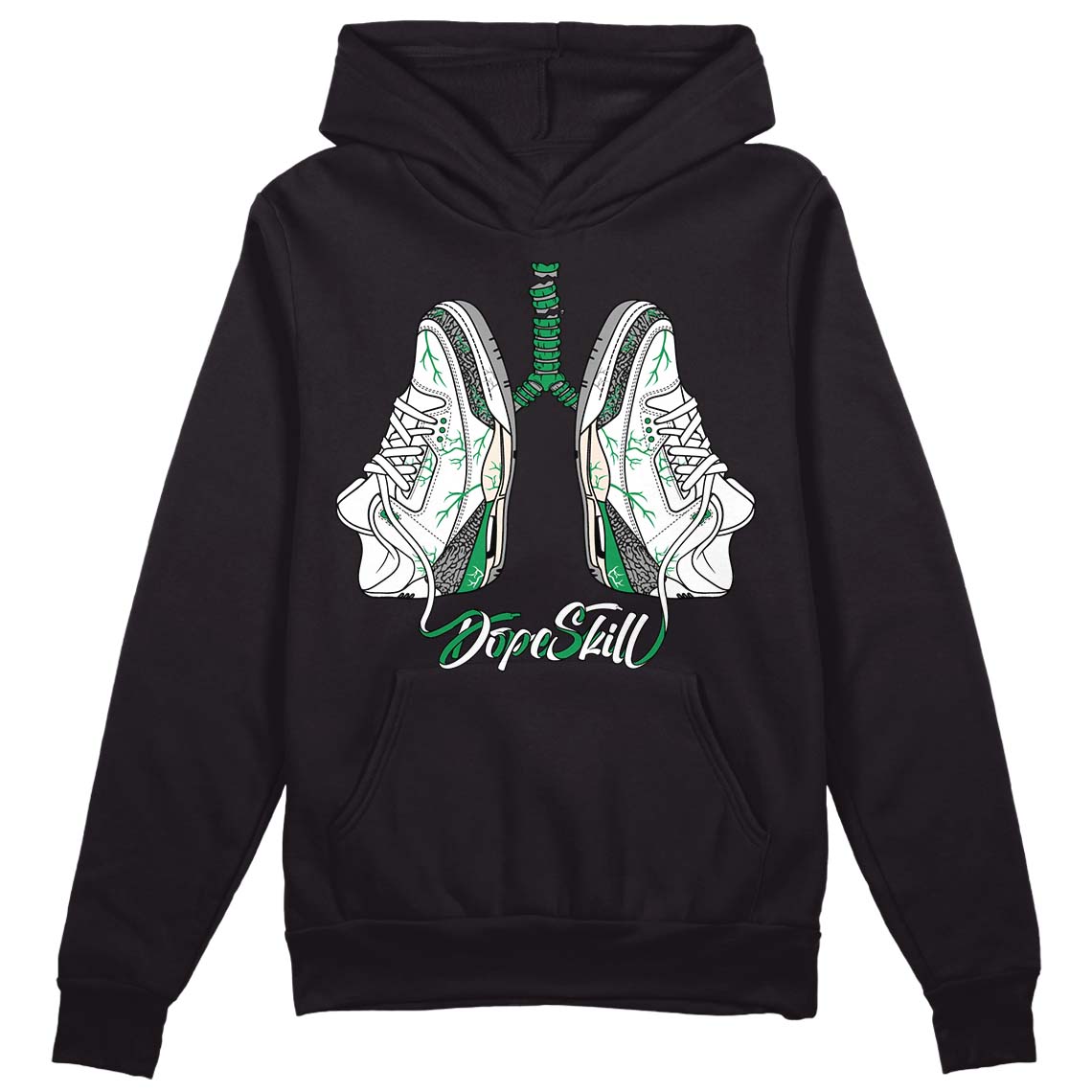 Jordan 3 WMNS “Lucky Green” DopeSkill Hoodie Sweatshirt Breathe Graphic Streetwear - Black