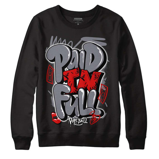 Fire Red 9s DopeSkill Sweatshirt New Paid In Full Graphic - Black 