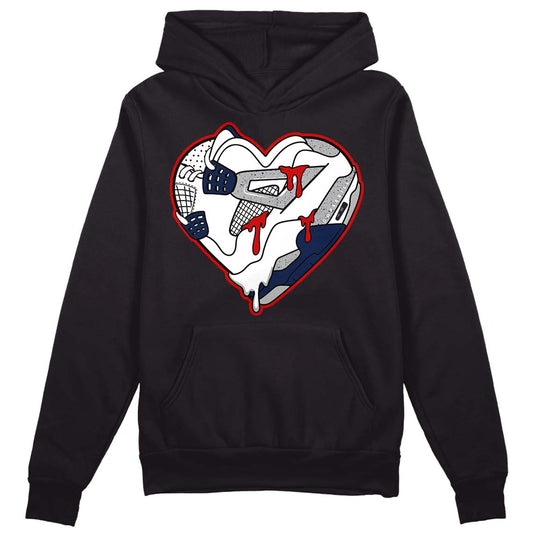 Midnight Navy 4s DopeSkill Hoodie Sweatshirt Heart Jordan 4 Graphic - Black