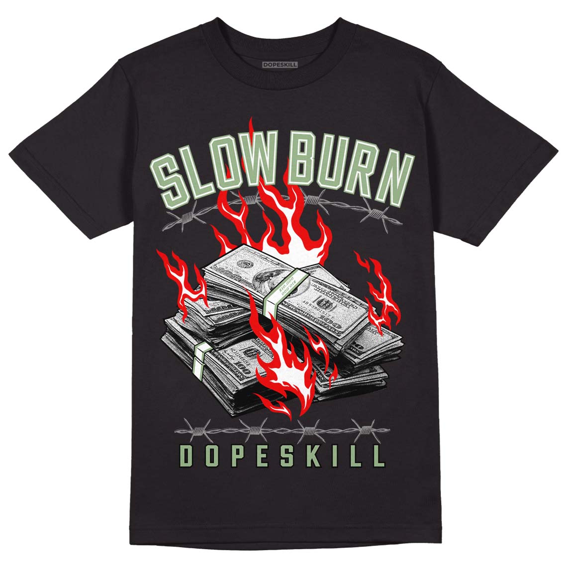 Seafoam 4s DopeSkill T-Shirt Slow Burn Graphic - Black 