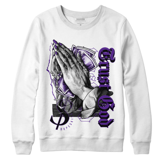 Jordan 3 Dark Iris DopeSkill Sweatshirt Trust God Graphic - White 