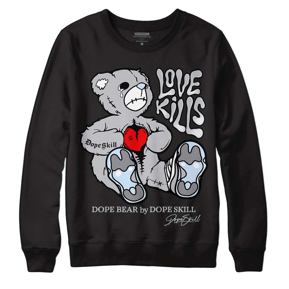 Jordan 11 Retro Low Cement Grey DopeSkill Sweatshirt Love Kills Graphic Streetwear - Black