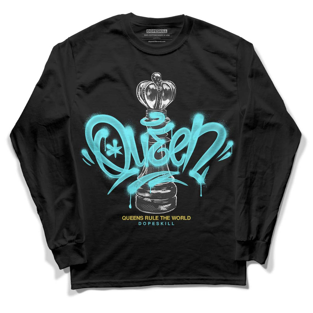 Jordan 5 Aqua DopeSkill Long Sleeve T-Shirt Queen Chess Graphic Streetwear - Black