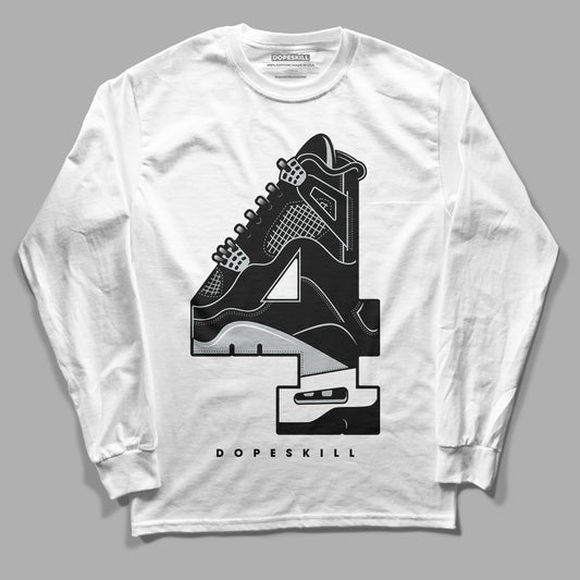 Black Canvas 4s DopeSkill Long Sleeve T-Shirt No.4 Graphic - White 