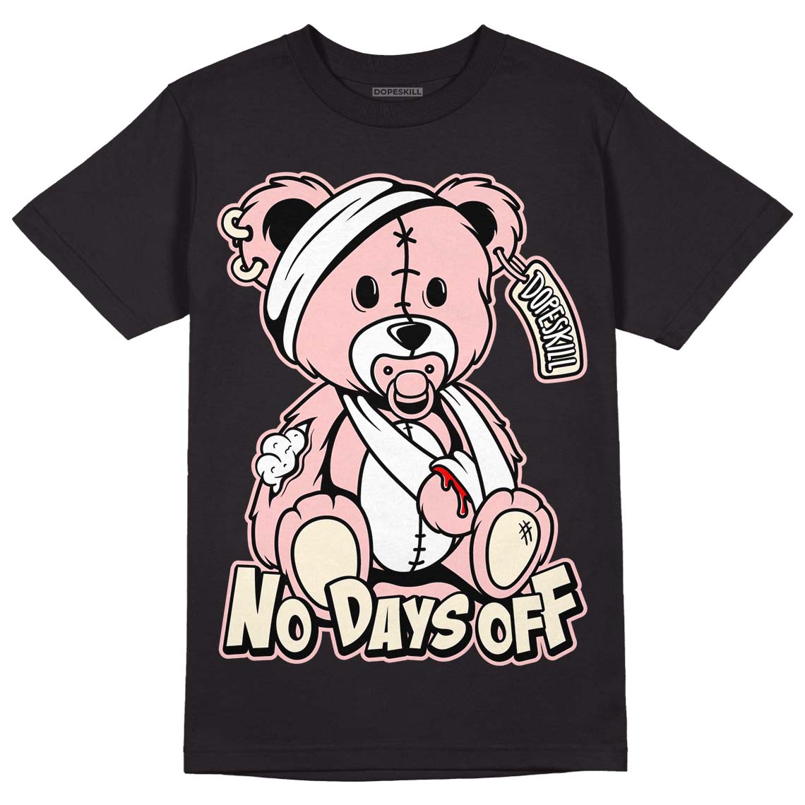 Jordan 1 High OG WMNS Washed Pink DopeSkill T-Shirt Hurt Bear Graphic Streetwear - Black