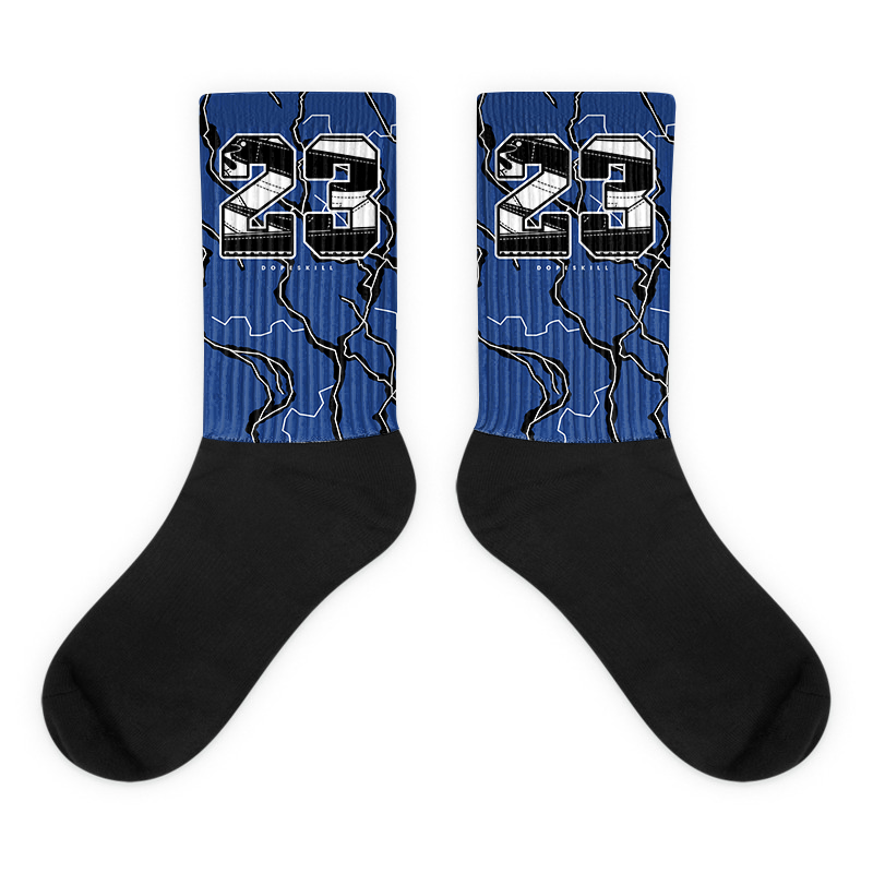 Jordan 13 Brave Blue Dopeskill Socks Thunder Graphic