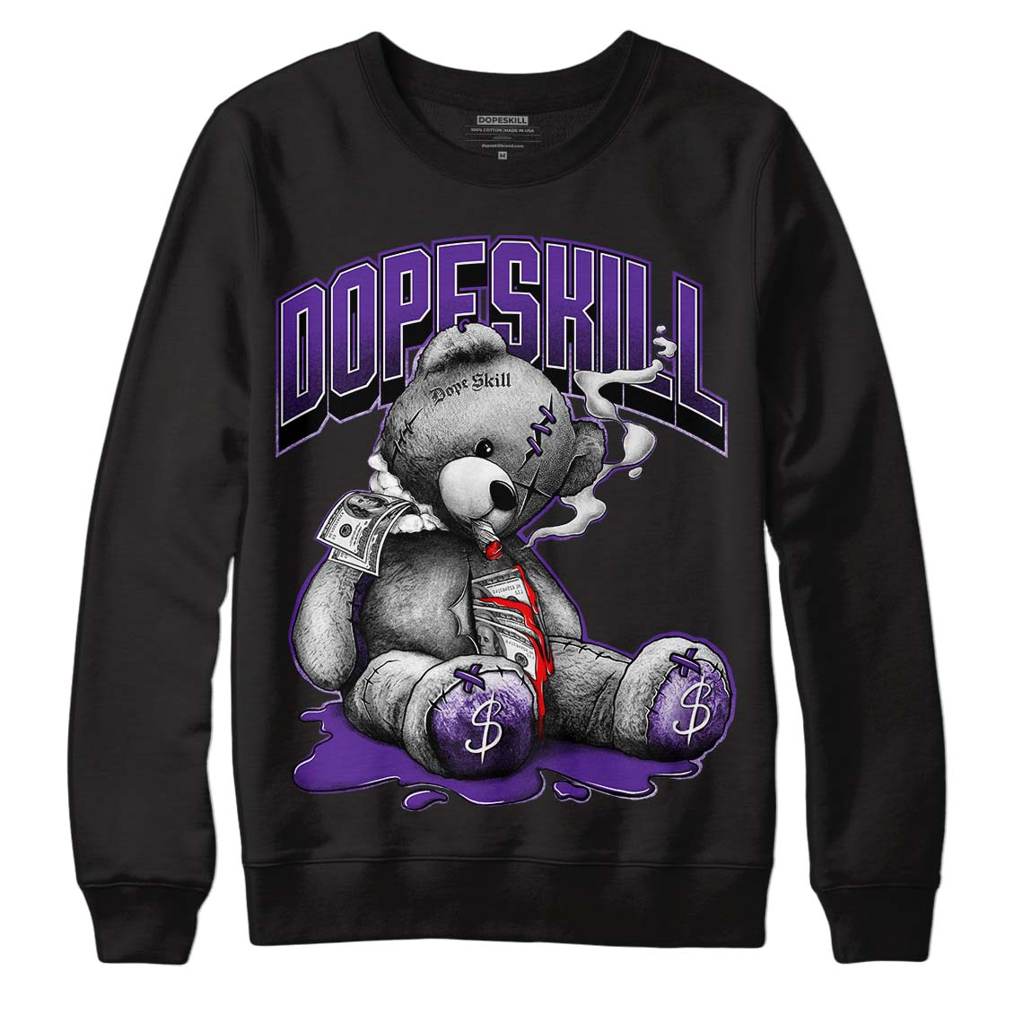 PURPLE Collection DopeSkill Sweatshirt Sick Bear Graphic - Black 