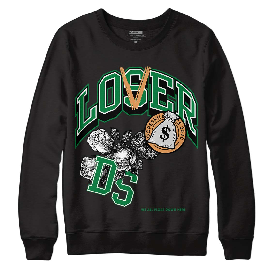 Nike SB x Jordan 4 “Pine Green” DopeSkill Sweatshirt Loser Lover Graphic Streetwear - Black