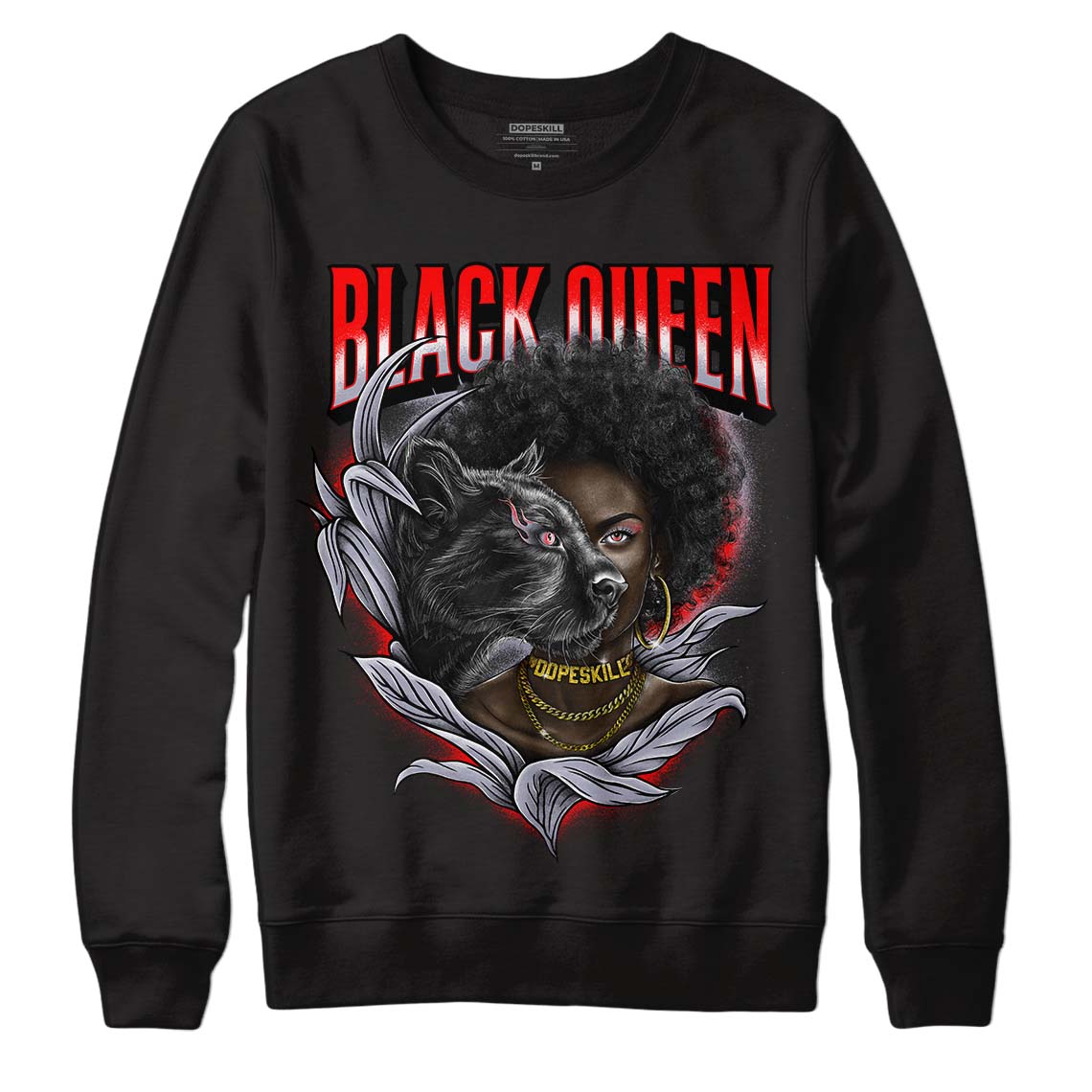 Jordan 13 Retro 'Black Flint' DopeSkill Sweatshirt New Black Queen Graphic Streetwear - black