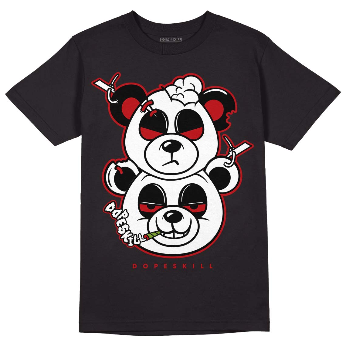 Playoffs 13s DopeSkill T-Shirt New Double Bear Graphic - Black