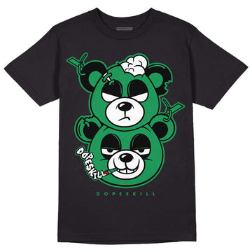 Jordan 1 Low Lucky Green DopeSkill T-Shirt New Double Bear Graphic Streetwear - Black