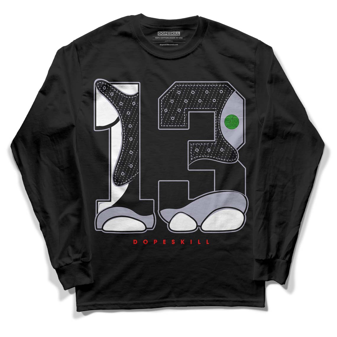 Jordan 13 Retro 'Black Flint' DopeSkill Long Sleeve T-Shirt No.13 Graphic Streetwear - Black