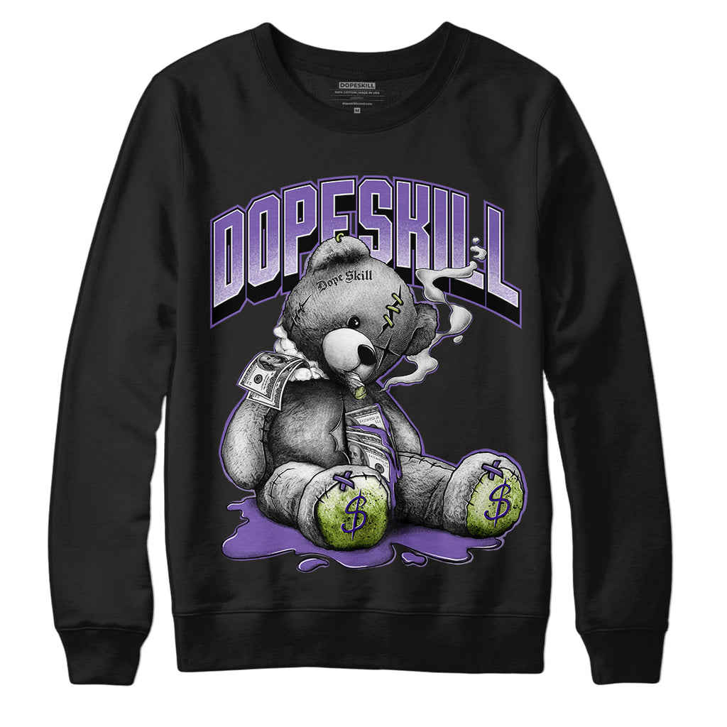 Canyon Purple 4s DopeSkill Sweatshirt Sick Bear Graphic - Black