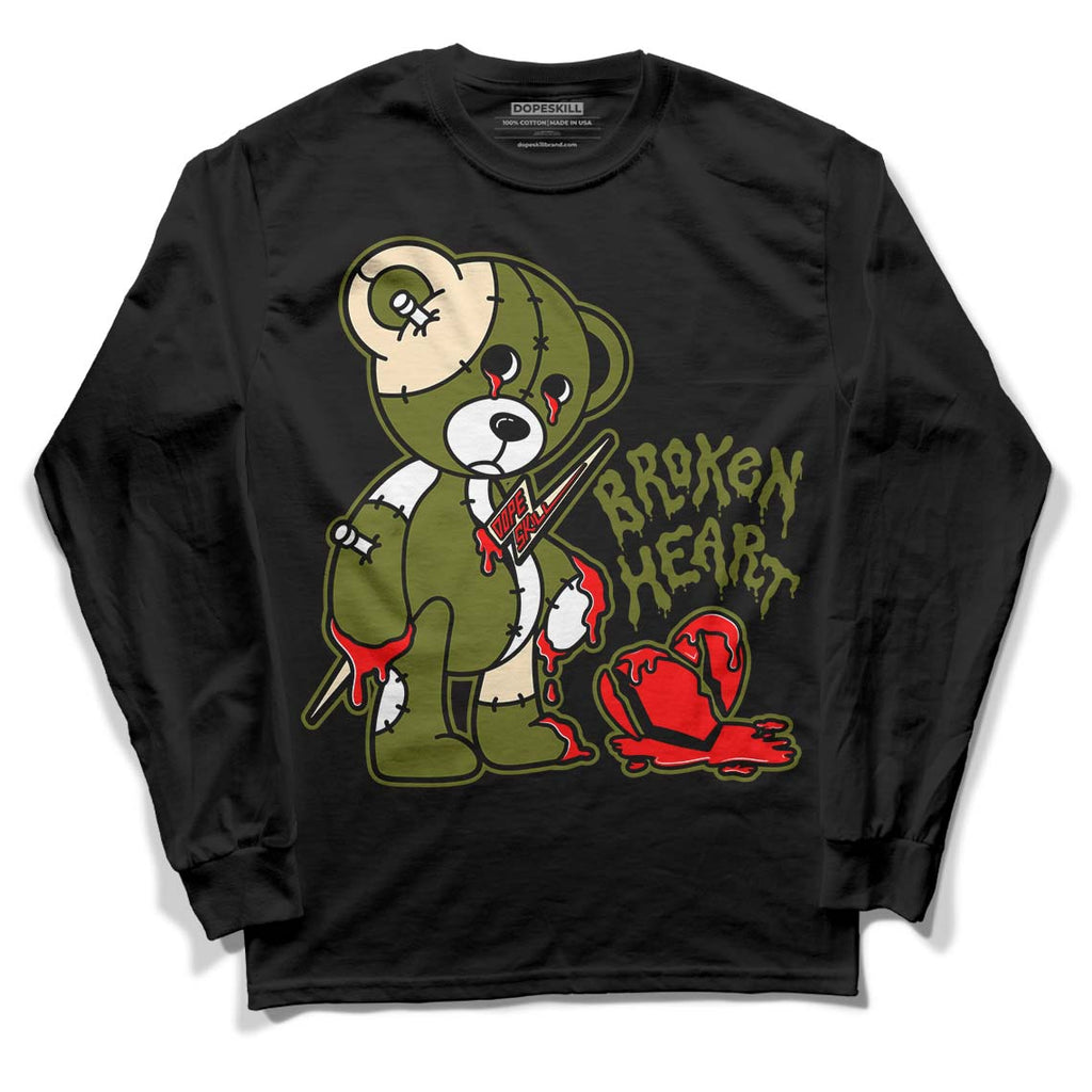Travis Scott x Jordan 1 Low OG “Olive” DopeSkill Long Sleeve T-Shirt Broken Heart Graphic Streetwear - Black
