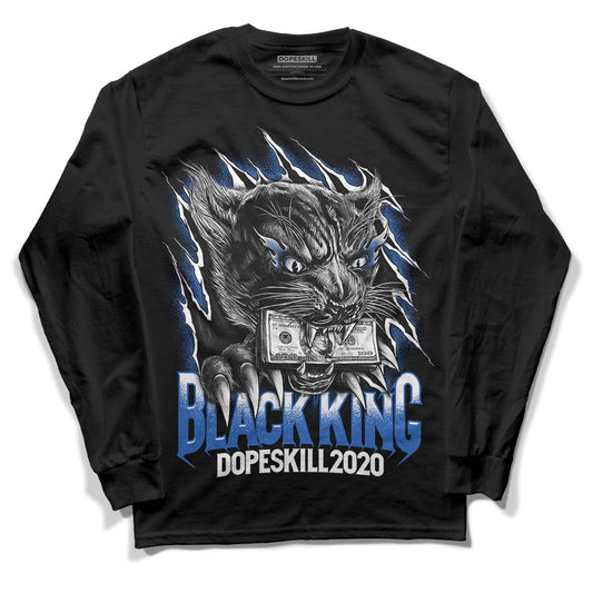 True Blue 1s DopeSkill Long Sleeve T-Shirt Black King Graphic - Black