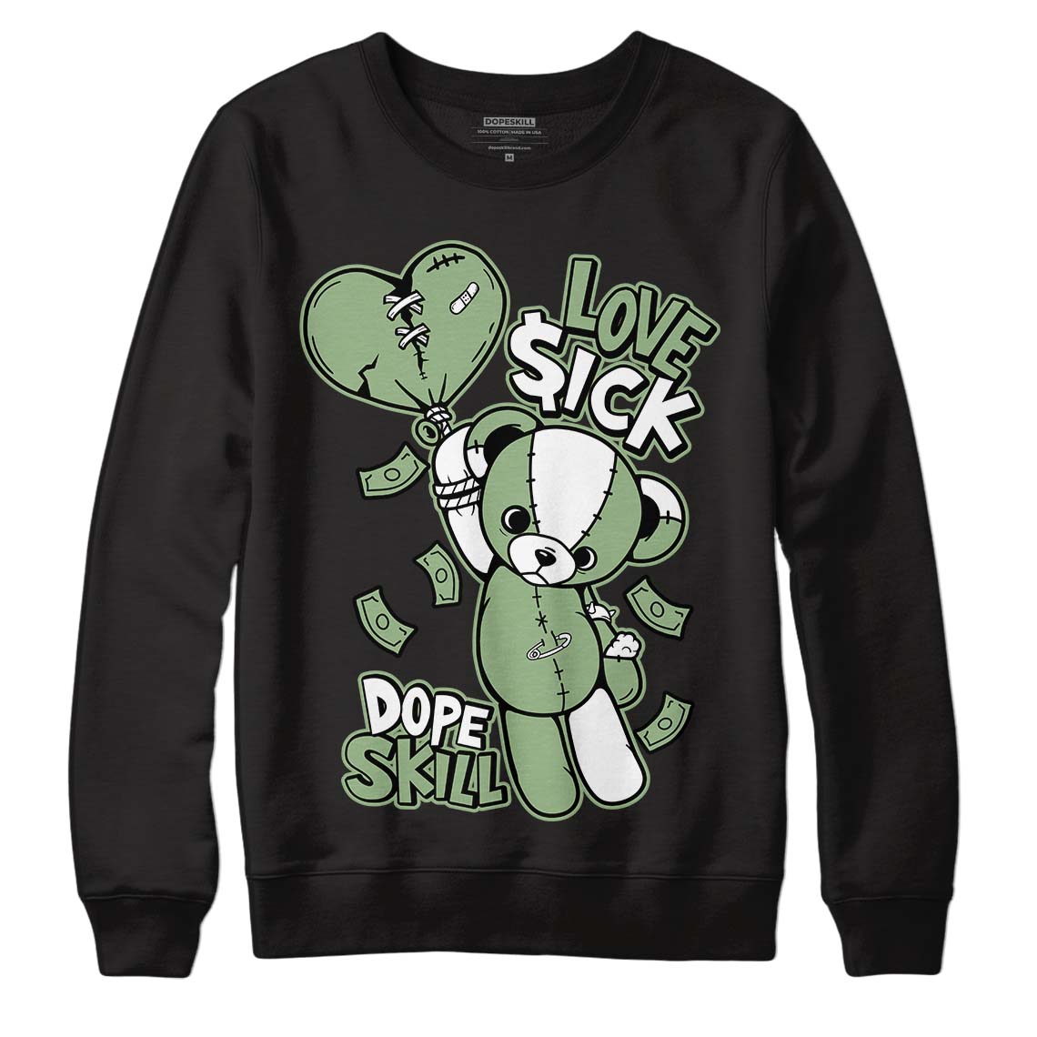 Jordan 4 Retro “Seafoam” DopeSkill Sweatshirt Love Sick Graphic Streetwear - Black 