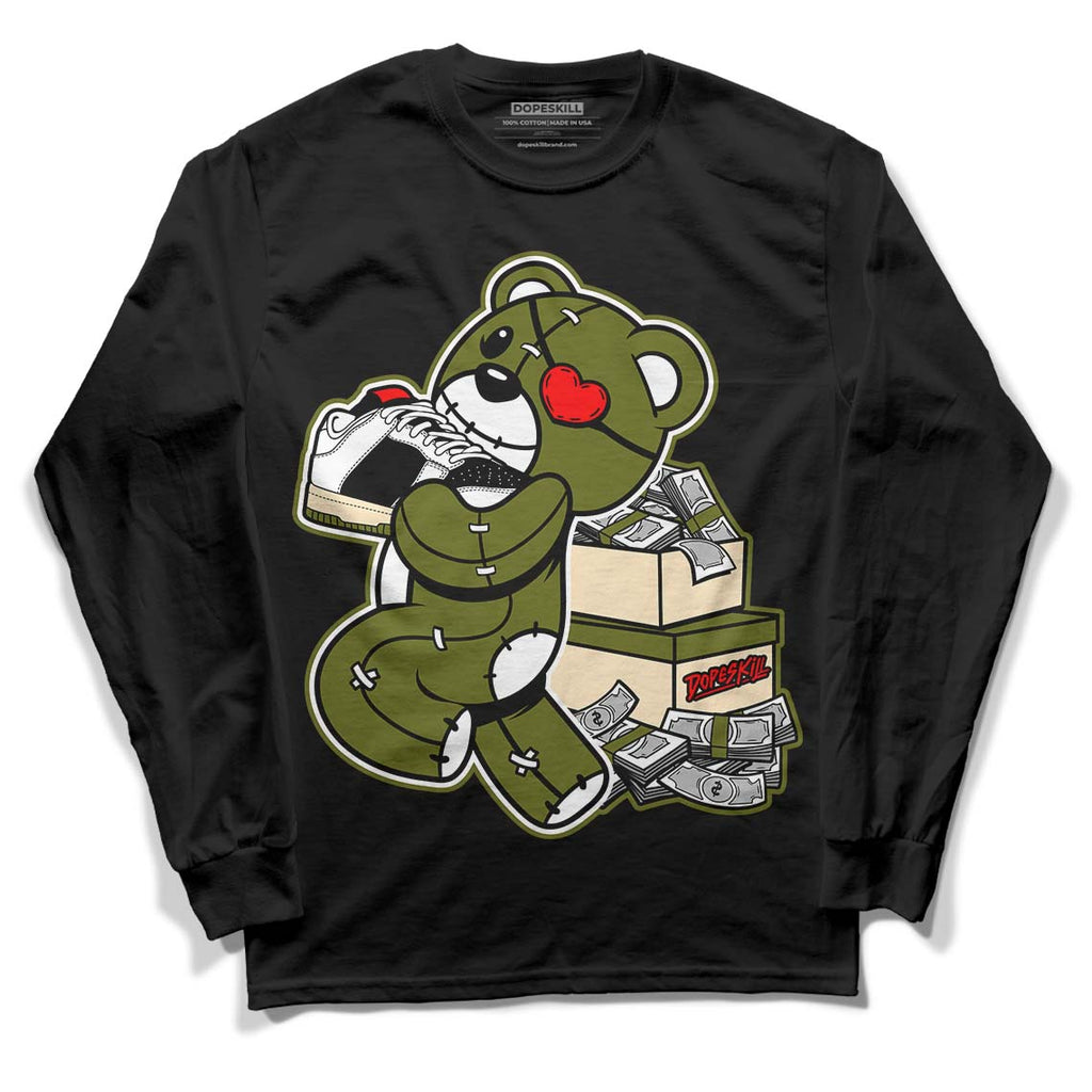 Travis Scott x Jordan 1 Low OG “Olive” DopeSkill Long Sleeve T-Shirt Bear Steals Sneaker Graphic Streetwear - Black