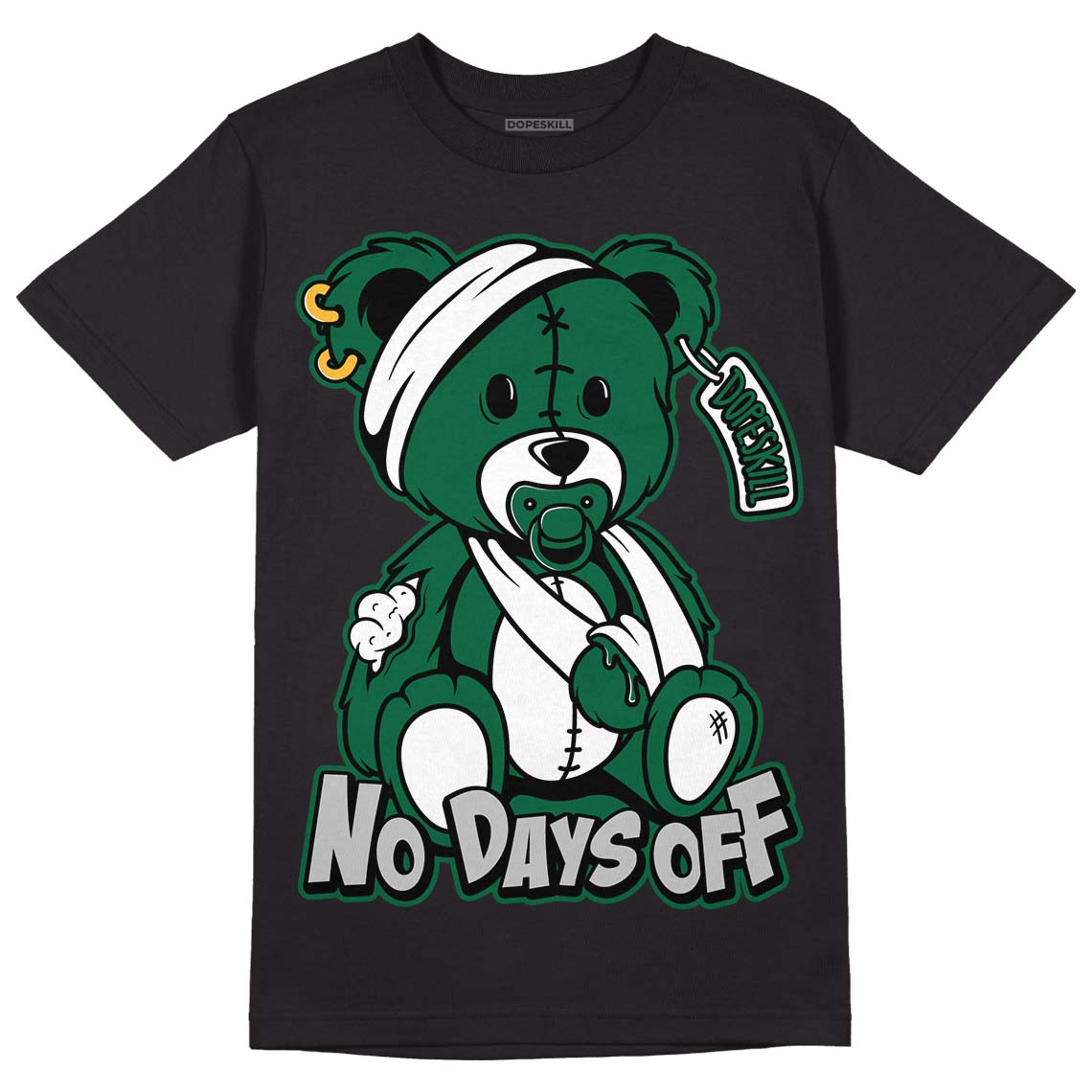 Gorge Green 1s DopeSkill T-Shirt Hurt Bear Graphic - Black 