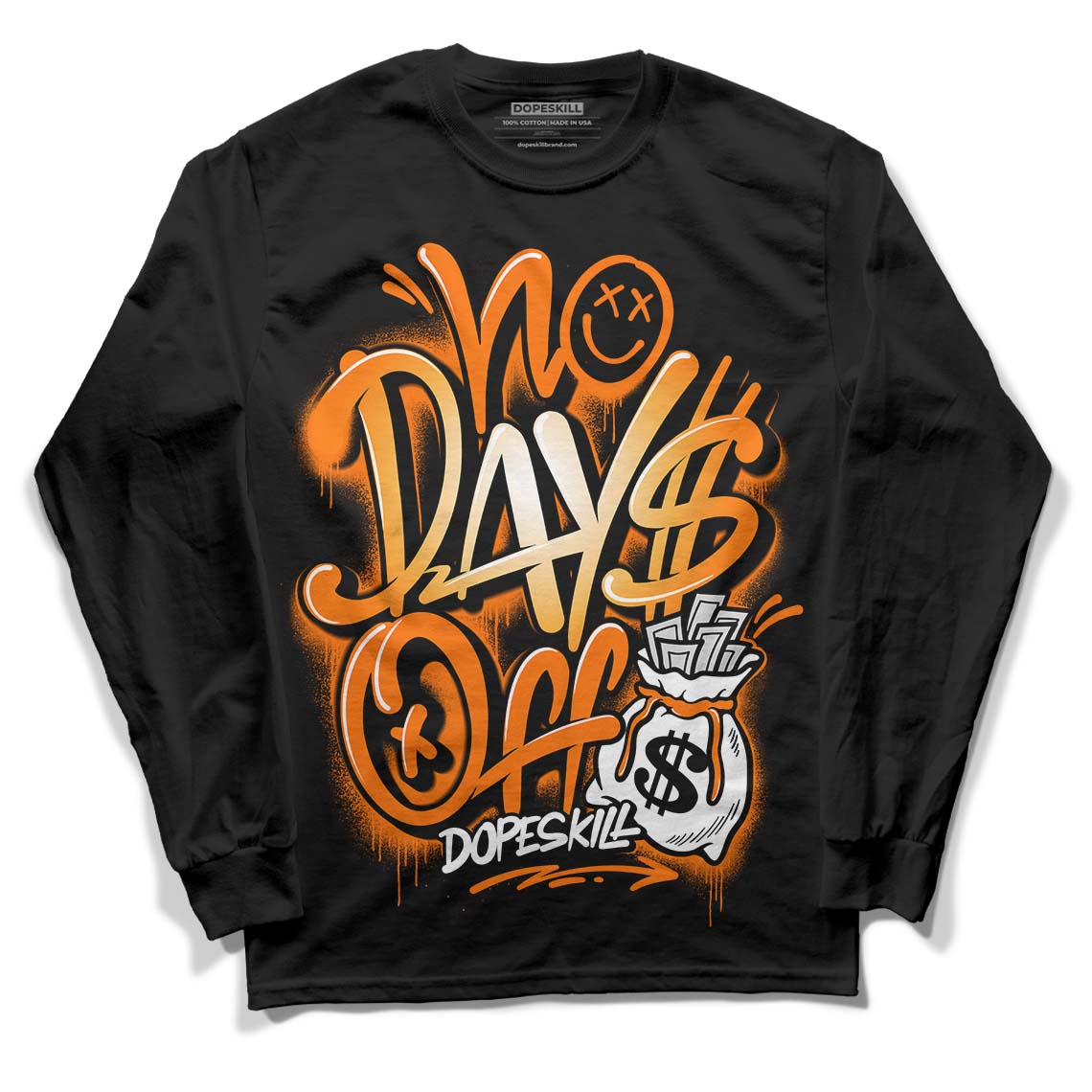 Wmns Dunk Low 'Magma Orange DopeSkill Long Sleeve T-Shirt No Days Off Graphic Streetwear - Black