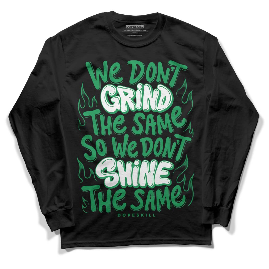 Jordan 1 Low Lucky Green DopeSkill Long Sleeve T-Shirt Grind Shine Graphic Streetwear - Black