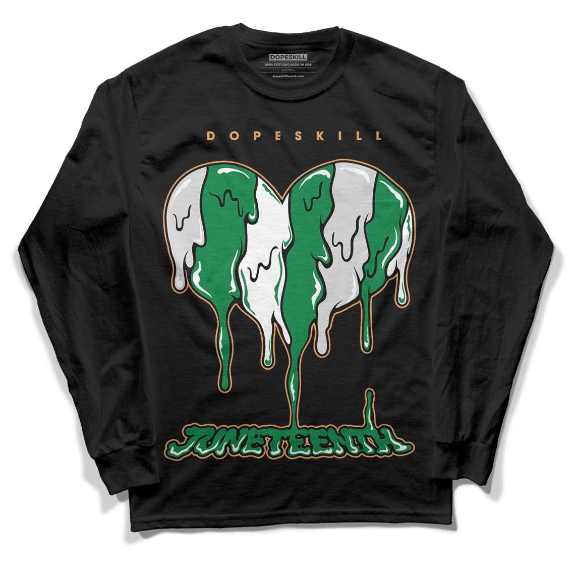 Nike SB x Jordan 4 “Pine Green” DopeSkill Long Sleeve T-Shirt Juneteenth Heart Graphic Streetwear - Black