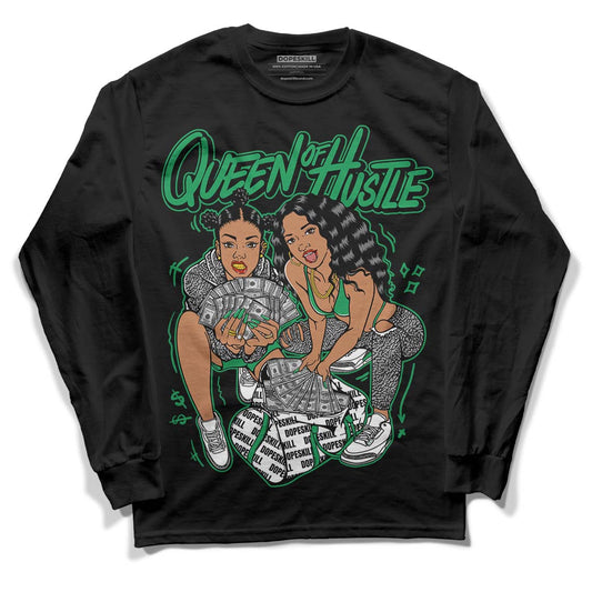 Jordan 3 WMNS “Lucky Green” DopeSkill Long Sleeve T-Shirt Queen Of Hustle Graphic Streetwear - Black